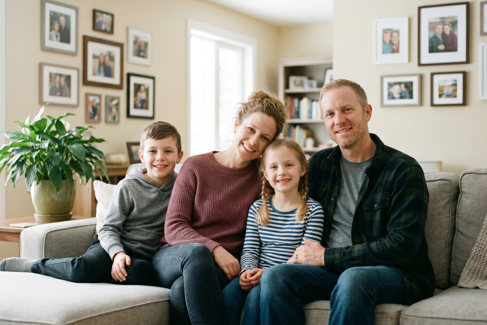 A multigenerational family together at home
